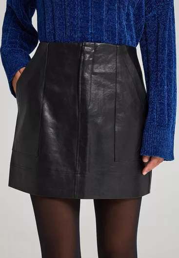 Δερμάτινη Mini Φούστα Μαύρο