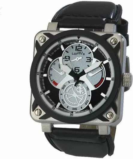 Lofty's Ανδρικό Ανδρικό Ρολόι Μπαταρίας με Μαύρο Δερμάτινο Λουράκι