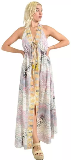 Καλοκαιρινό Maxi Φόρεμα για Γάμο / Βάπτιση Κίτρινο