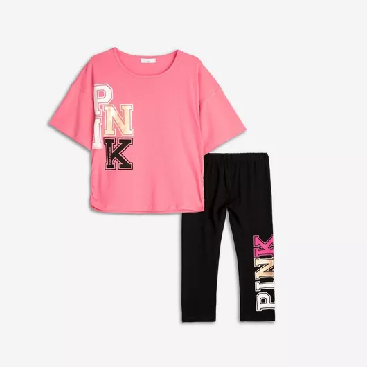 Παιδικό Σετ με Κολάν Καλοκαιρινό 2τμχ Barbie Pink, Μαύρο