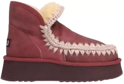 Eskimo 18 Δερμάτινα Γυναικεία Μποτάκια με Πλατφόρμα Μπορντό