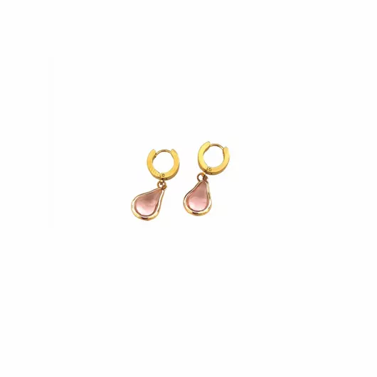 Nefeli Jewels sk009 Σκουλαρίκια με Ορειχάλκινο Μοτίφ & Ατσάλινη Βάση Ροζ 