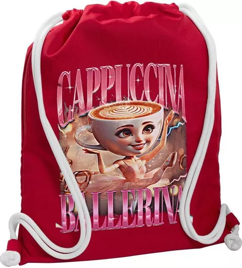 Koupakoupa Ballerina Capuchina Funk Παιδική Τσάντα Πουγκί Κόκκινο 48x40cm