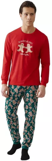 Minerva Χειμερινή Ανδρική Πιτζάμα Κόκκινο