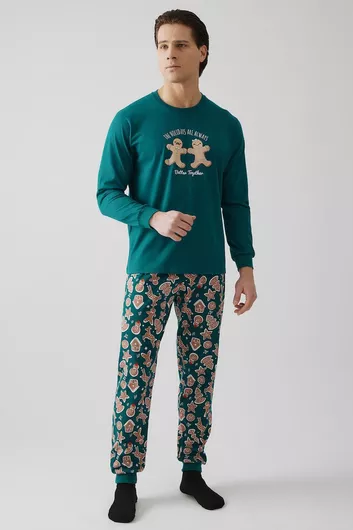 Minerva Χειμερινή Ανδρική Πιτζάμα Πράσινο