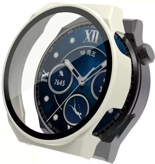Huawei Watch Gt 3 Pro 46mm Pc + Tempered Glass Watch Case Ivory White