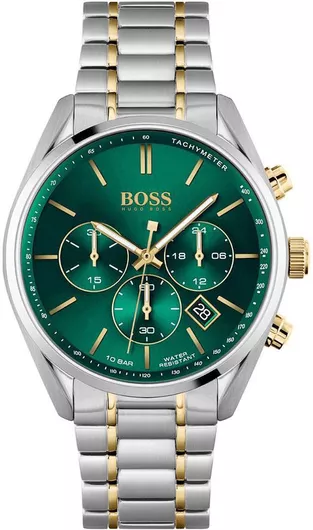Hugo Boss Ανδρικό Ρολόι Χρονογράφος Μπαταρίας με Μεταλλικό ΜπρασελέΑσημί 