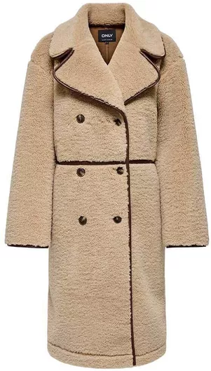 Γυναικείο Beige Παλτό Teddy με Κουμπιά