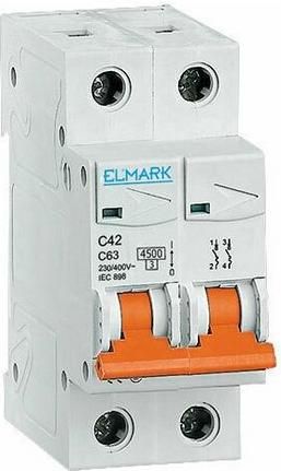 Αυτόματη Ασφάλεια Elmark 40A Διπολική 4.5kA Καμπύλη C 41476C