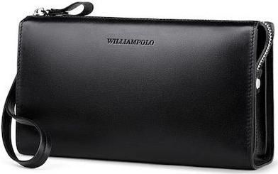 Ανδρικό Πορτοφόλι William Polo Δερμάτινο Καρτών Μαύρο