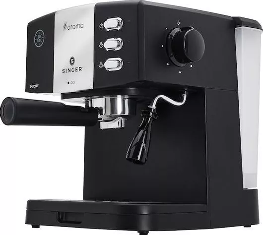 Singer Aroma Μηχανή Espresso 850W Πίεσης 20bar Μαύρη