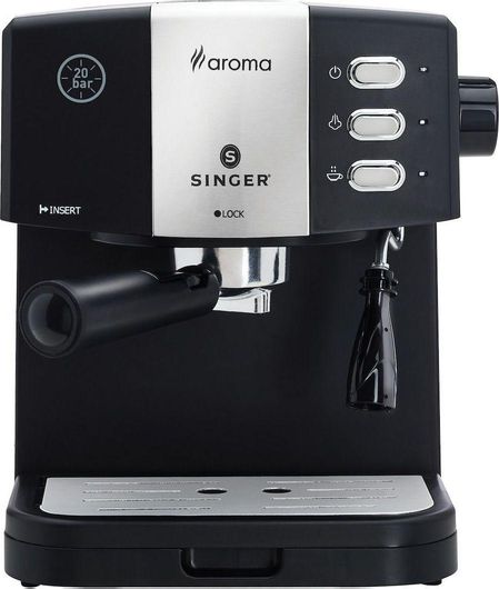 Singer Aroma Μηχανή Espresso 850W Πίεσης 20bar Μαύρη