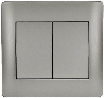 Διακόπτης Τοίχου Elmark Rhyme Χωνευτός για Έλεγχο Φωτισμού με Πλαίσιο & Δύο Πλήκτρα Γκρι