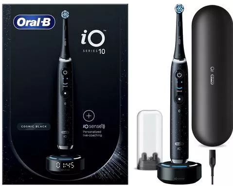 Oral-B IO Series 10 Ηλεκτρική Οδοντόβουρτσα με Χρονομετρητή, Αισθητήρα Πίεσης και Θήκη Ταξιδίου Cosmic Black