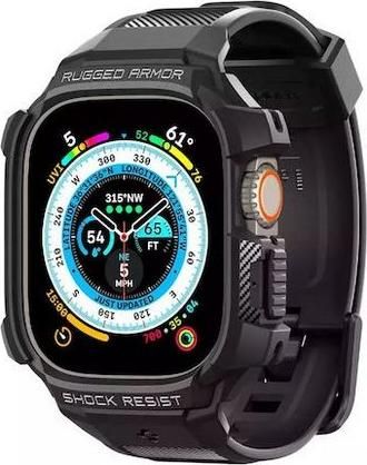 Θήκη Spigen Rugged Armor Pro Σιλικόνη για Apple Watch Ultra 49mm Μαύρο