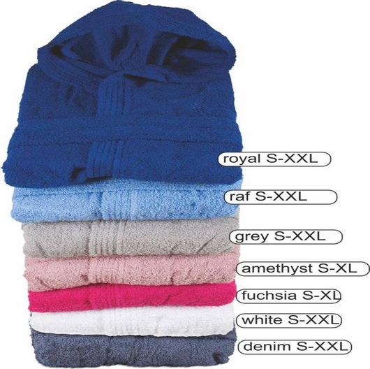 Μπουρνούζι Flamingo Μονόχρωμο με Κέντημα Fresh 450gsm Βαμβακερό με Κουκούλα Royal Xl