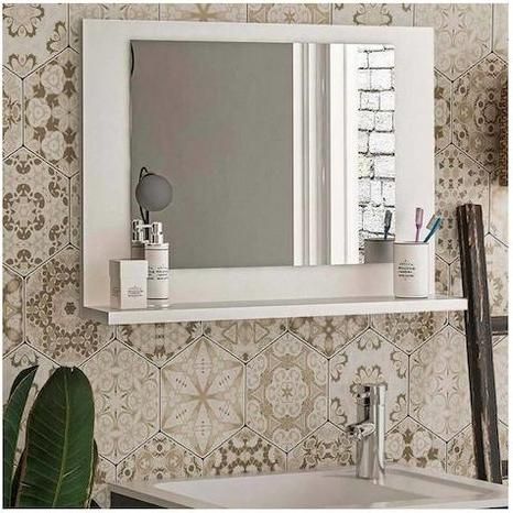 Καθρέπτης Μπάνιου Megapap Devlin Ορθογώνιος από Μοριοσανίδα με Ράφι 60x45cm Μαύρο