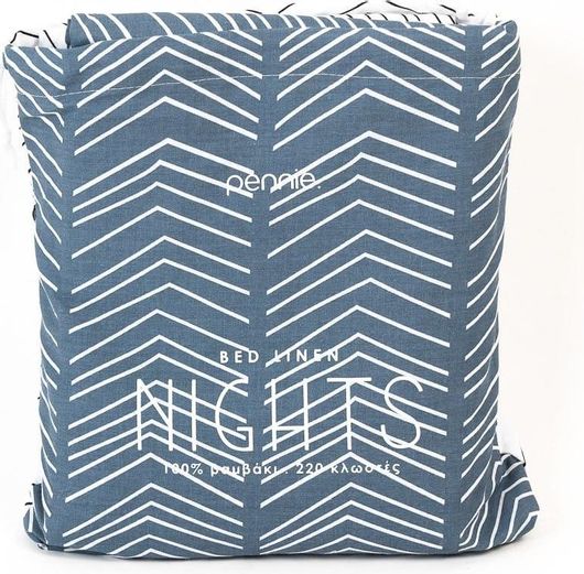 Σετ Μαξιλαροθήκες Pennie Nights Oxford 50x70cm Γκρι-Μπλε