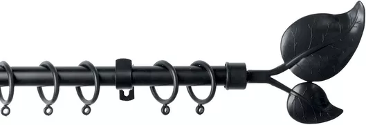 Κουρτινόξυλο Μεταλλικό Μονό Διάμετρος 16cm 120cm Μαύρο