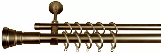 Κουρτινόξυλο Prince Μεταλλικό Διπλό με Βέργα Διάμετρος 140cm Μπρούτζινο