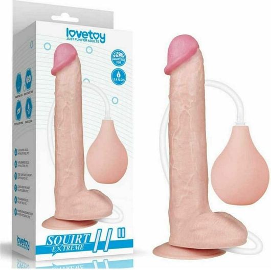 Dildo Lovetoy Squirt Extreme Ρεαλιστικό με Όρχεις, Βεντούζα και Δυνατότητα Εκσπερμάτωσης 28cm Flesh