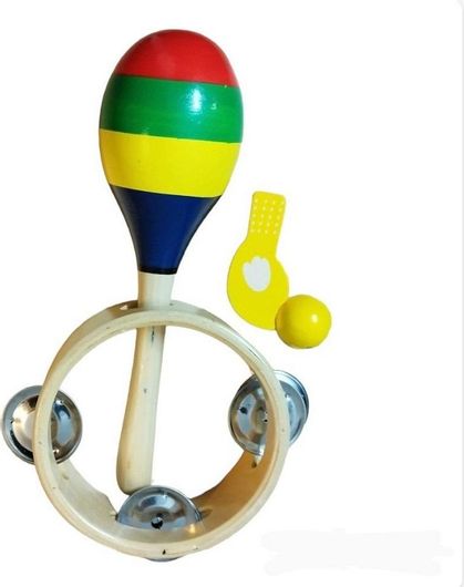 Σετ Μουσικών Οργάνων με Μαράκα & Ντέφι Ξύλινα για 12+ Μηνών