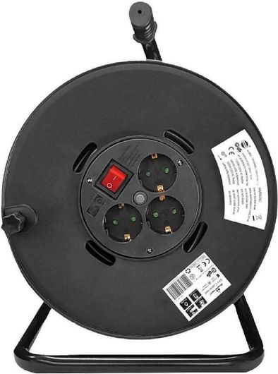 Μπαλαντέζα Powertech Καρούλι 3 Θέσεων με Καλώδιο 25m Μαύρο