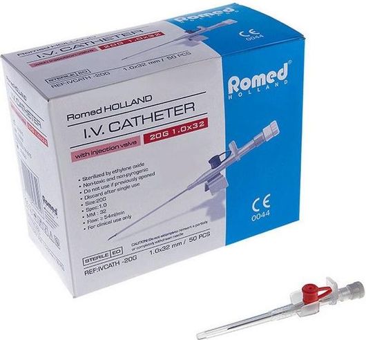 Φλεβοκαθετήρας Romed φλεβοκαθετήρες 14G με βαλβίδα & πτερύγια πορτοκαλί 2.0x45mm IVCATH-14G 1τμχ