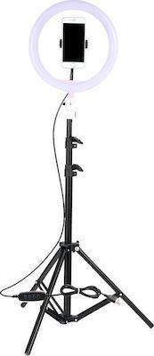 Ring Light LED USB Tripod 2.1m 26cm 2500-4500K με Τρίποδο Δαπέδου & Βάση για Κινητό