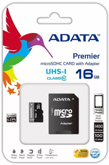 Adata AUSDH16GUICL10-RA1 microSDHC 16GB Class 10 U1 UHS-I με αντάπτορα