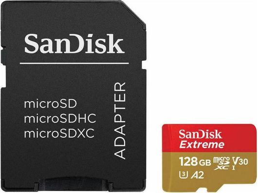 Κάρτα Μνήμης Sandisk Extreme microSDXC U3 Class 10 UHS-I / V30 128GB με Αντάπτορα
