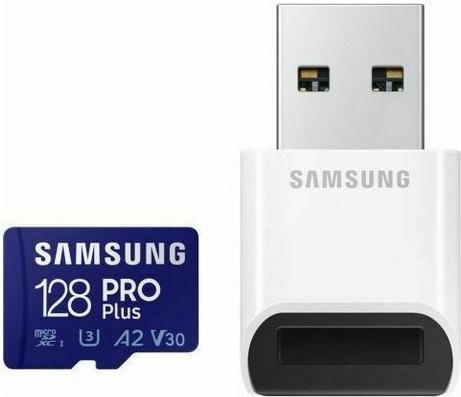 Samsung Pro Plus 2021microSDXC 128GB Class 10 U3 V30 A2 UHS-I με USB Reader