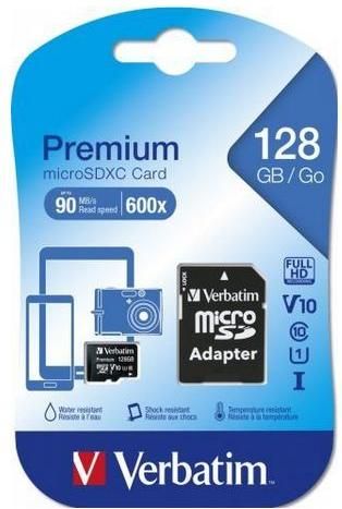 Verbatim Premium microSDXC 128GB Class 10 U1 UHS-I με αντάπτορα