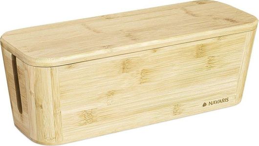 Κουτί Οργάνωσης Καλωδίων Navaris με Καπάκι Bamboo