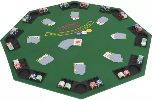 Τραπέζι Poker vidaXL Υφασμάτινο Πτυσσόμενο για 8 Άτομα 120x120cm Πράσινο