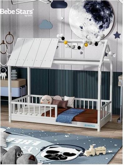 Παιδικό Κρεβάτι Τύπου Montessori Μονό για Στρώμα 90x200cm Sky Λευκό