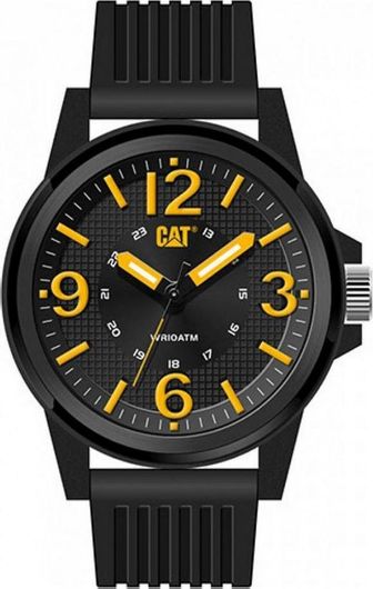 Ανδρικό Ρολόι Caterpillar με Λουράκι από Καουτσούκ Μαύρο