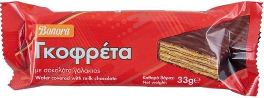 Γκοφρέτα Bonora με Σοκολάτα Γάλακτος 33gr