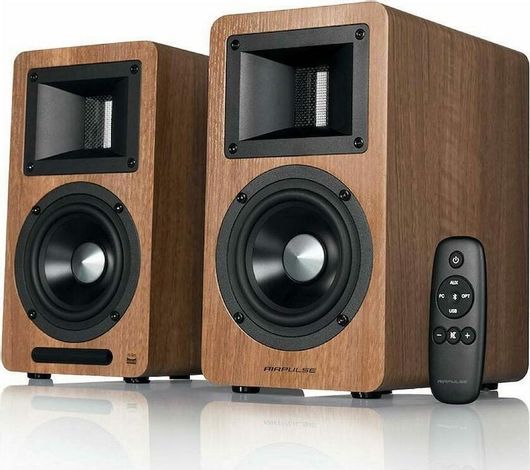 Αυτοενισχυόμενα Ηχεία Airpulse A80 2 Δρόμων με Bluetooth 100W Ζεύγος Καφέ