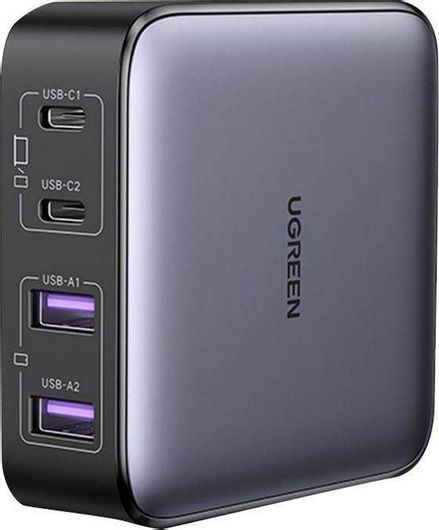 Ugreen Φορτιστής Χωρίς Καλώδιο με 2 Θύρες USB-A & 2 Θύρες USB-C 65W Power Delivery/Quick Charge 4.0 Μαύρος Nexode GaN CD327