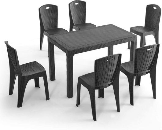 Σετ Τραπεζαρίας Εξωτερικού Χώρου Paris Ανθρακί 7τμχ