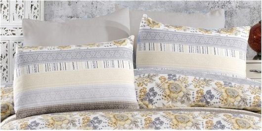 Μαξιλαροθήκη Dimcol Ηλιαχτίδα 370 με Φάσα 50x70cm Γκρι / Μπεζ