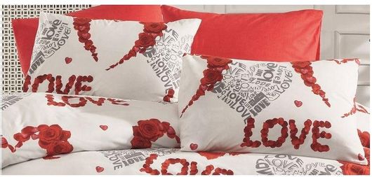 Μαξιλαροθήκη Dimcol Πάθος 303 με Φάσα 50x70cm Λευκό / Κόκκινο