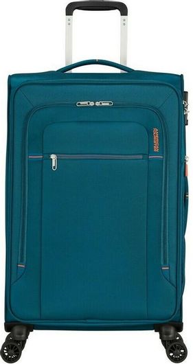 Βαλίτσα Ταξιδίου American Tourister Μεσαία Υφασμάτινη Ύψους 67.5cm με 4 Ρόδες Μπλε