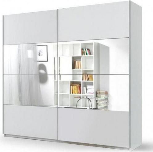 Ντουλάπα Ρούχων Polihome Delta II Δίφυλλη Συρόμενη με Καθρέπτη 200x61x210cm Λευκό