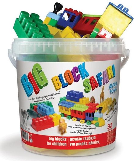 Τουβλάκια Avra Toys Σετ με Τρενάκι & Ζώα Ζούγκλας για 2+ Ετών 32τμχ