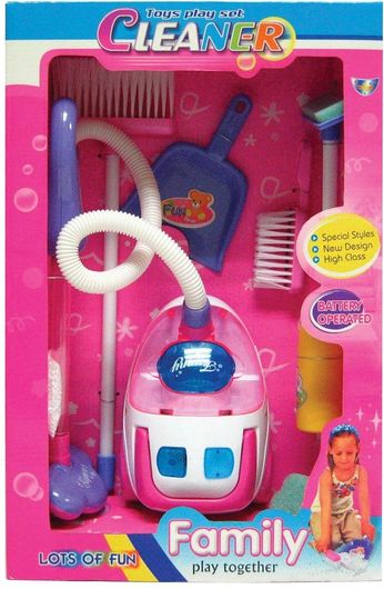 Ηλεκτρική Σκούπα Avra Toys 3956 19cm Παιδική Μπαταρίας & Σετ Καθαριότητας