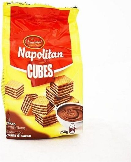 Γκοφρέτα Γάλακτος Vincinni Napolitan Cube Wafers Cocoa 250gr
