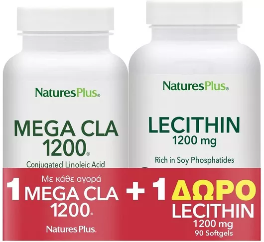 Nature's Plus Συμπλήρωμα Διατροφής με CLA & Λεκιθίνη Mega CLA 1200mg 60μαλακές κάψουλες & Lecithin 1200mg 90 μαλακές κάψουλες