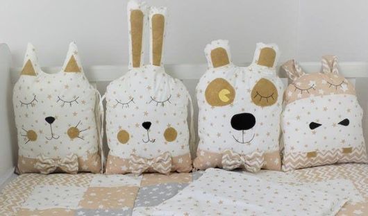 Διακοσμητικά Μαξιλάρια Κούνιας AV Baby  "Fairy Tales 2" 35x35cm 4τμχ Μπεζ